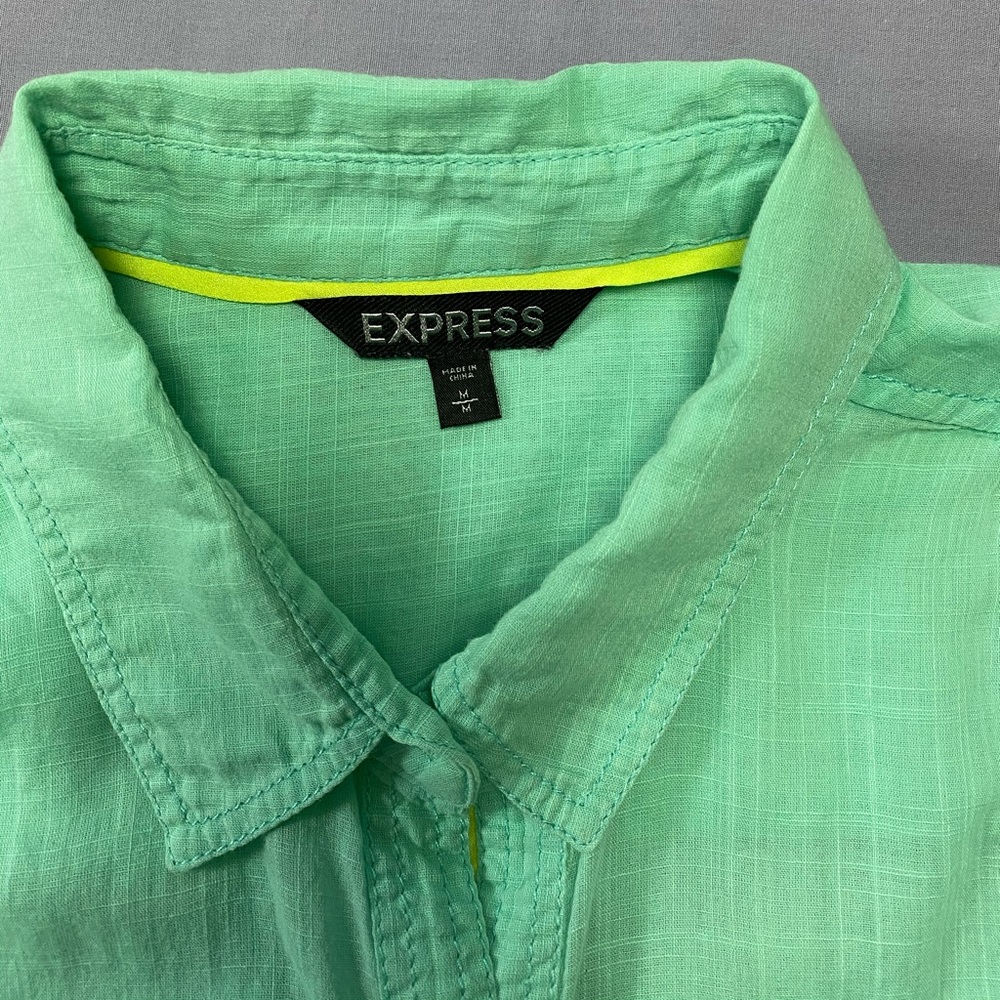 Express Mint Green Button Down Blouse - image 3